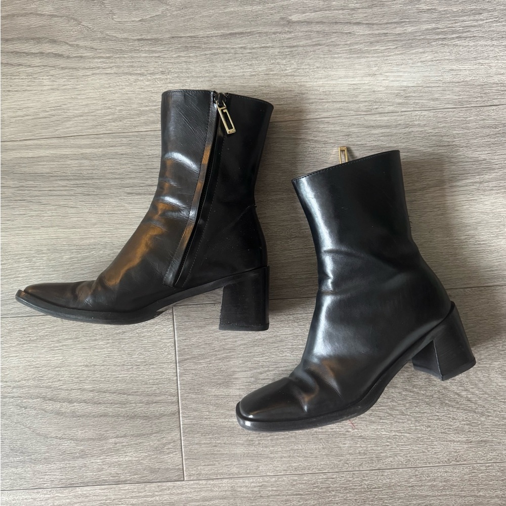 Gucci Black Leather Ankle Boots – Block Heel – Made in Italy